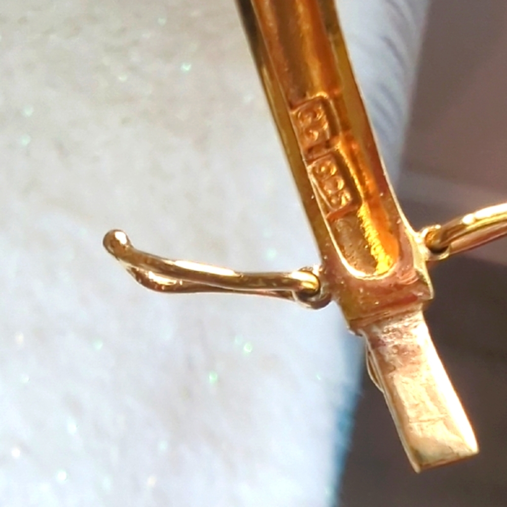 Vintage 1980s Gold Vermeil Sterling Silver Heart CZ Bangle Marked 925 Heirloom - Picture 3 of 13